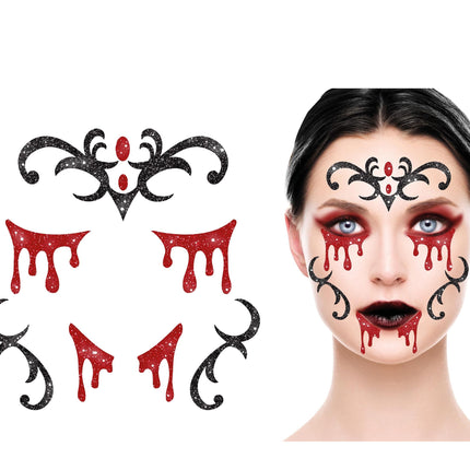 Pegatinas Cara Halloween Vampiro Purpurina 20cm