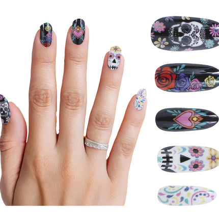 Día De Los Muertos Uñas postizas 10pcs