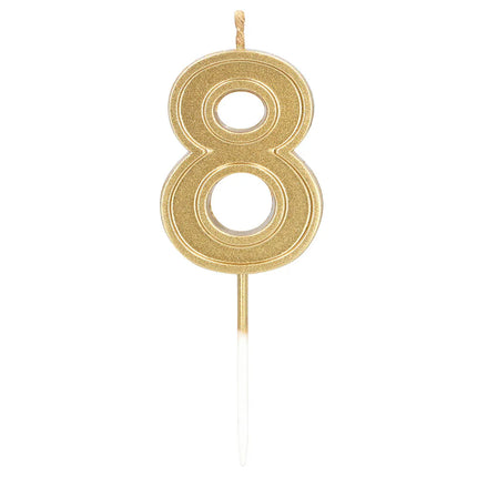 Vela Elegant «8» dorada con palito (3 x 4,2 x 0,7 cm)