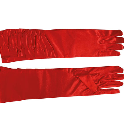 Guantes de Halloween Terciopelo Rojo 45cm