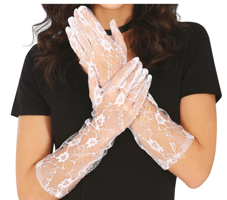 Guantes Encaje Blanco 38cm