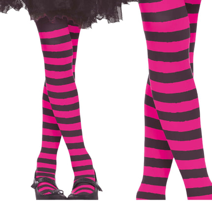 Leotardos Halloween Niño Negro Rosa Rayas