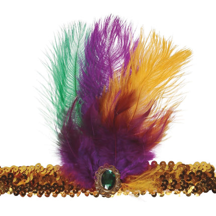 Diadema de plumas dorada
