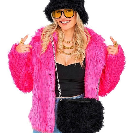 BOLSO DE MANO ALARGADO DE PELUCHE NEGRO