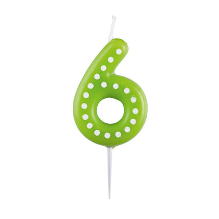 6 Vela Puntos Verdes 6,5cm