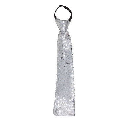 Corbata Plateada Glitter Paillet