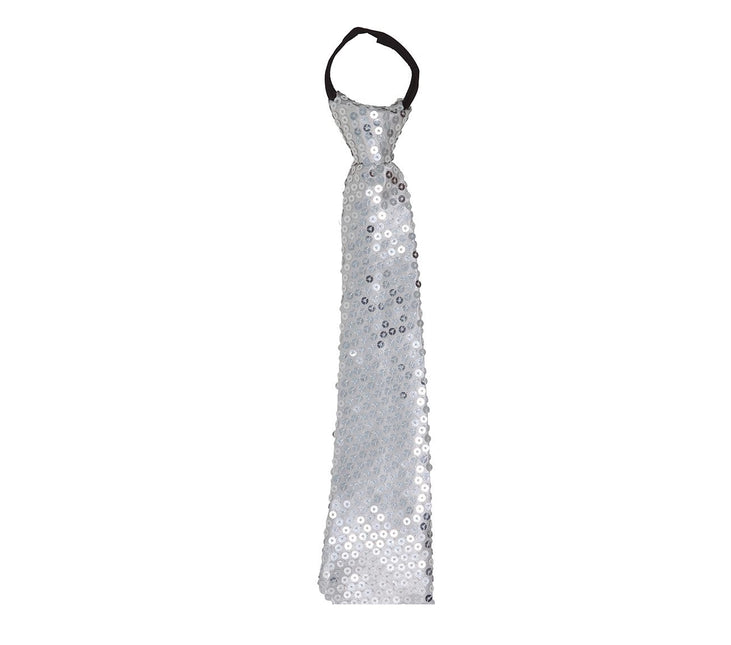 Corbata Plateada Glitter Paillet