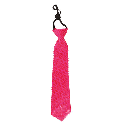 Corbata Rosa Neón Purpurina 37cm