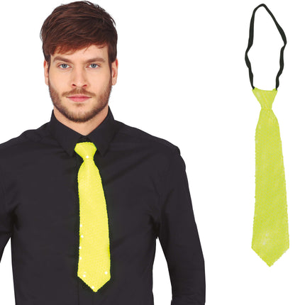 Corbata Amarillo Neón Purpurina 37cm