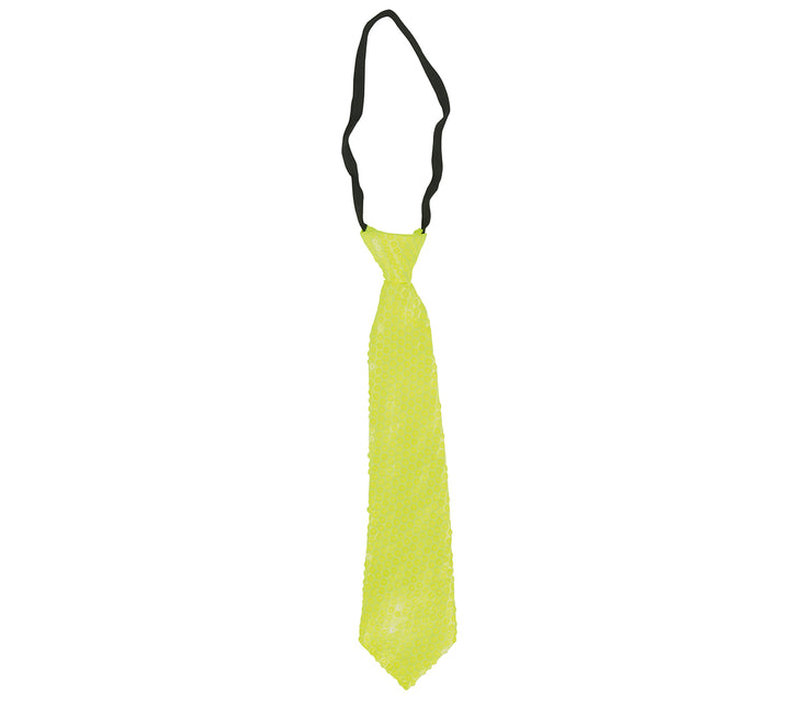 Corbata Amarillo Neón Purpurina 37cm