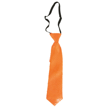 Corbata Naranja Neón Purpurina 37cm
