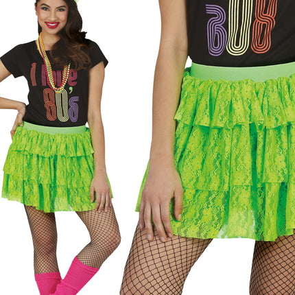 Falda años 80 Verde Neón