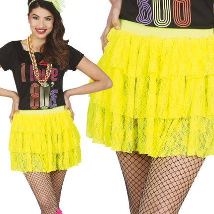 Falda 80s Amarillo Neón