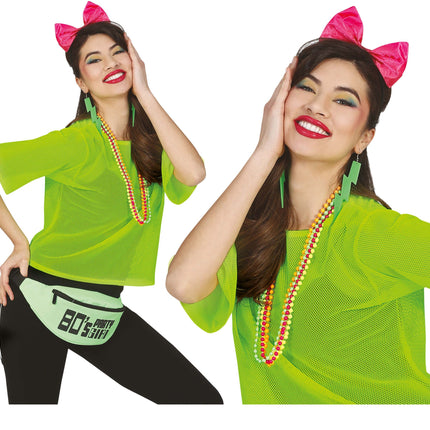 Camiseta de rejilla Verde Neón Corta L