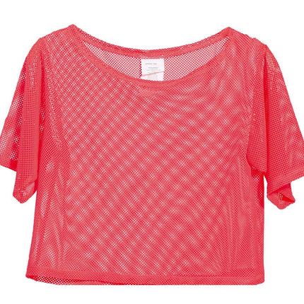 Camiseta de rejilla Rosa Neón Corta L