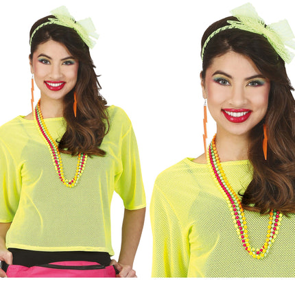 Camiseta de rejilla Amarillo Neón Corta L