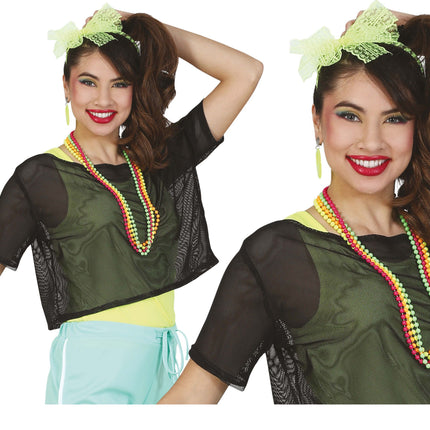 Camiseta de rejilla Negra Corta L