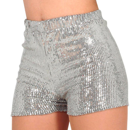 Pantalones de purpurina plateada L