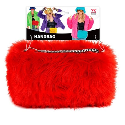 BOLSO DE MANO ALARGO DE PELUCHE ROJO