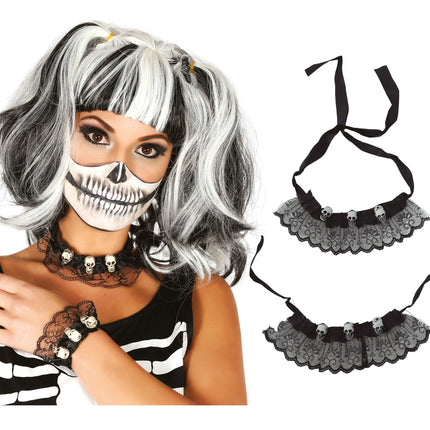 Halloween Pulsera Y Gargantilla Calavera