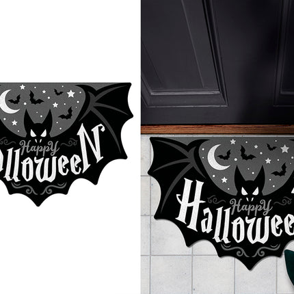 Felpudo de Halloween negro con murciélagos