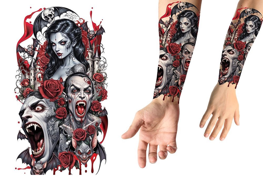 Tatuaje falso de Halloween de vampiro, 14 cm