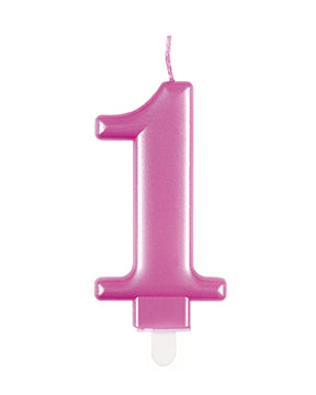 Vela 1 Año Rosa 12cm