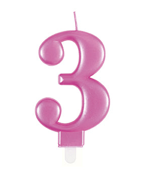 Vela 3 Años Rosa 12cm
