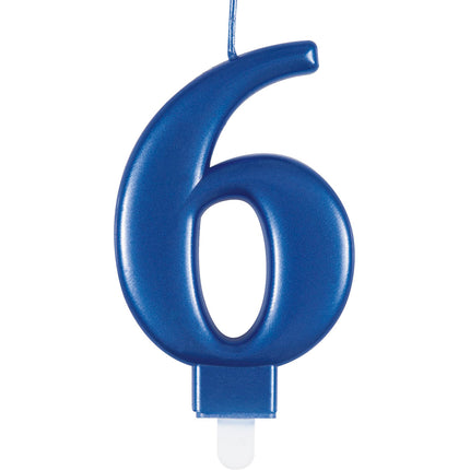 vela 6 Años Azul 12cm