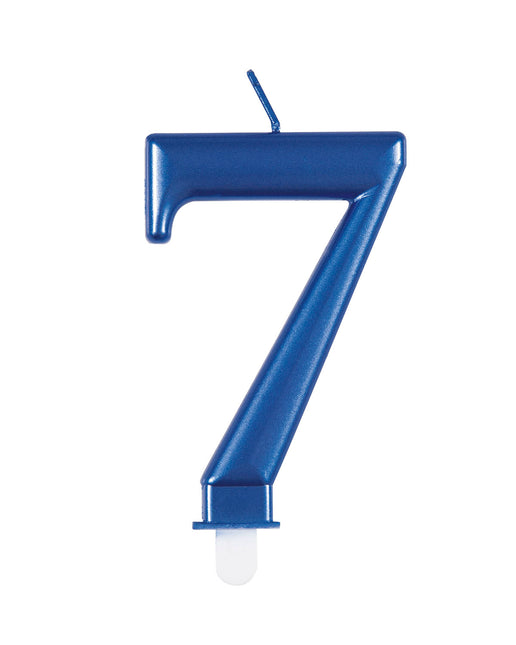 Vela de Cumpleaños Número 7 Azul Metalizado