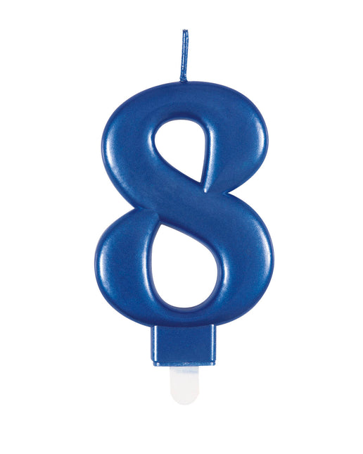 Vela de Cumpleaños Número 8 Azul Metalizado
