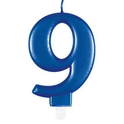 vela 9 Años Azul 12cm