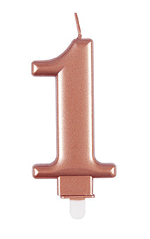 Vela 1 Año Oro Rosa 10cm