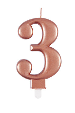 Vela 3 Años Oro Rosa 10cm