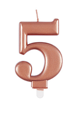 Vela 5 Años Oro Rosa 10cm