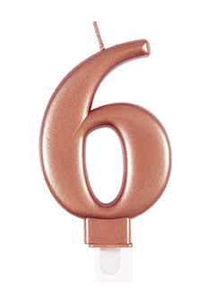 Vela 6 Años Oro Rosa 10cm