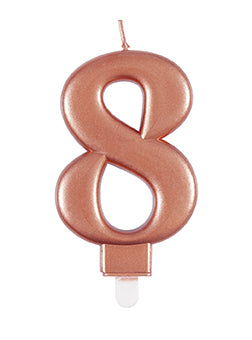 Vela 8 Años Oro Rosa 10cm
