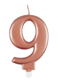Vela 9 Años Oro Rosa 10cm