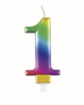 figura vela 1 año arco iris 9,5cm