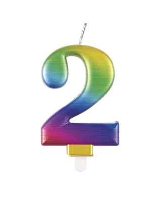Vela 2 Años Arco Iris 9,5cm