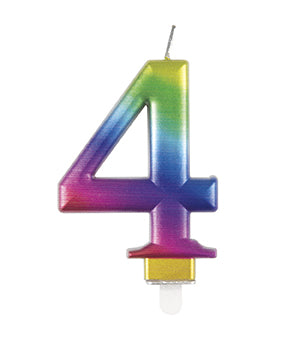 Vela 4 Años Arco Iris 9,5cm