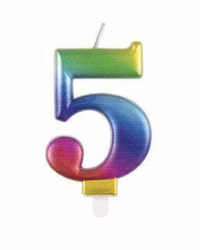 Vela 5 Años Arco Iris 9,5cm