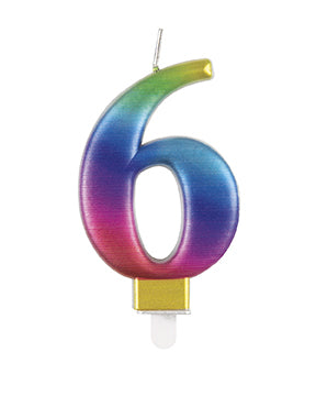 Vela 6 Años Arco Iris 9,5cm