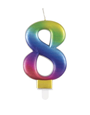Vela 8 Años Arco Iris 9,5cm