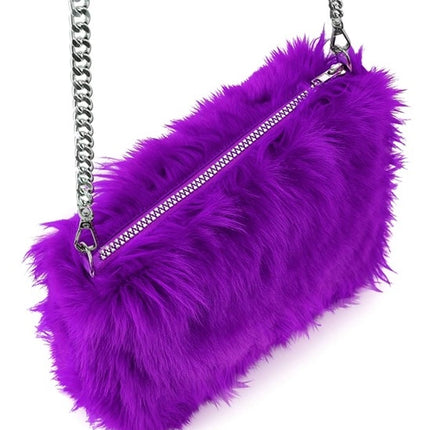 BOLSO DE MANO ALARGO DE PELUCHE MORADO