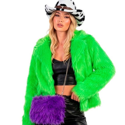BOLSO DE MANO ALARGO DE PELUCHE MORADO