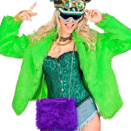 BOLSO DE MANO ALARGO DE PELUCHE MORADO