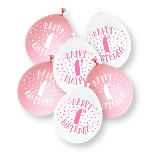 1e Verjaardag Latexballonnen Roze 23cm 10st van Unique koop je bij Partywinkel
