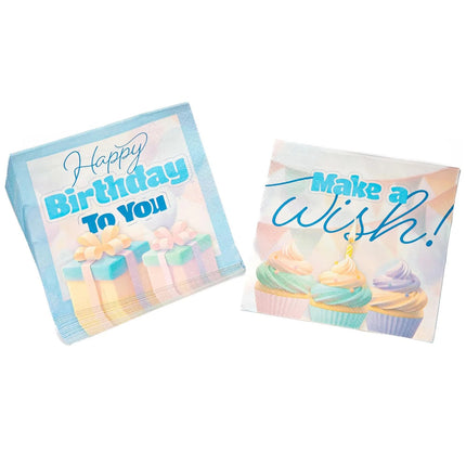 Servilletas «Feliz cumpleaños» con motivos de cupcakes, 33 cm, 20 unidades