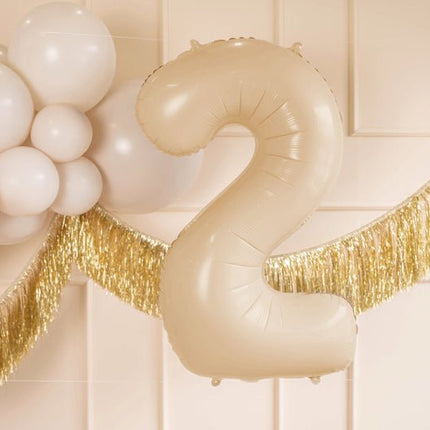 2 Jaar Cijfer Ballon Beige Leeg 72cm van Partydeco koop je bij Partywinkel